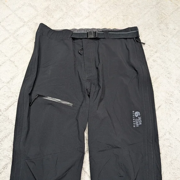 Mountain Hardwear Pants Mens L Black Ozonic Stretch Durable Shell Hike Outdoor - Picture 2 of 9